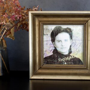 Original artwork: Portrait of a woman, propaganda | 1930s collage | Photo transfer