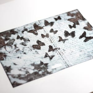 Original artwork: Letter and Butterflies | Collage, photo transfer