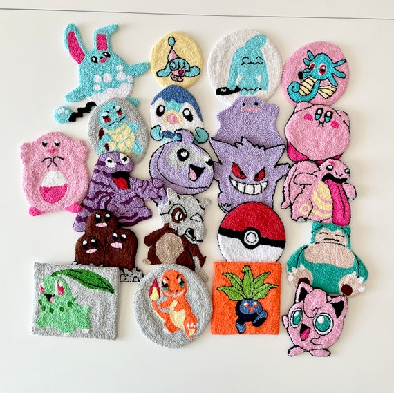 Kirby and Jigglypuff Coasters, Pokemon Punch Needle Mug Rugs