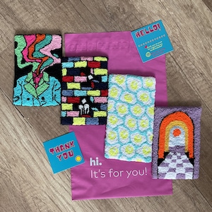 Punch Needle Mug Rugs, Aesthetic, Cute and Colorful Coasters, for Table, Candle, Coffee rugs, Mothers Day Gift, College Kids, Birthday Gift.