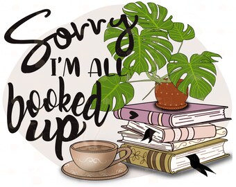 Book Lover PNG Bundle – Coffee, Plants, Bookish Designs (Digital Download, 5 Files)