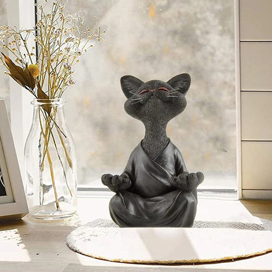 Modern Meditation Cat Figure Yoga Cat Statue for Home Etsy