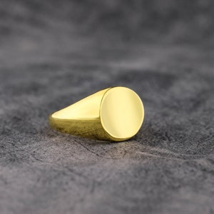 Unique Mens Plain Pinky Signet Ring in 14K Gold, Chunky Gold Ring For Husband, Handcrafted Pinky Signet Ring For Men