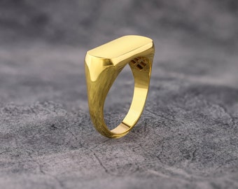 14Kソリッドゴールド シグネットピンキーリング（男性用） - 刻印可能