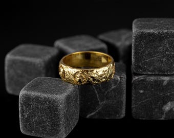 Greek Sculpture Inspired 14K Gold Band Ring for Mens, Ancient Greek Art Gold Jewelry, Mythology Rings, History Lover Gift, Traditional Ring