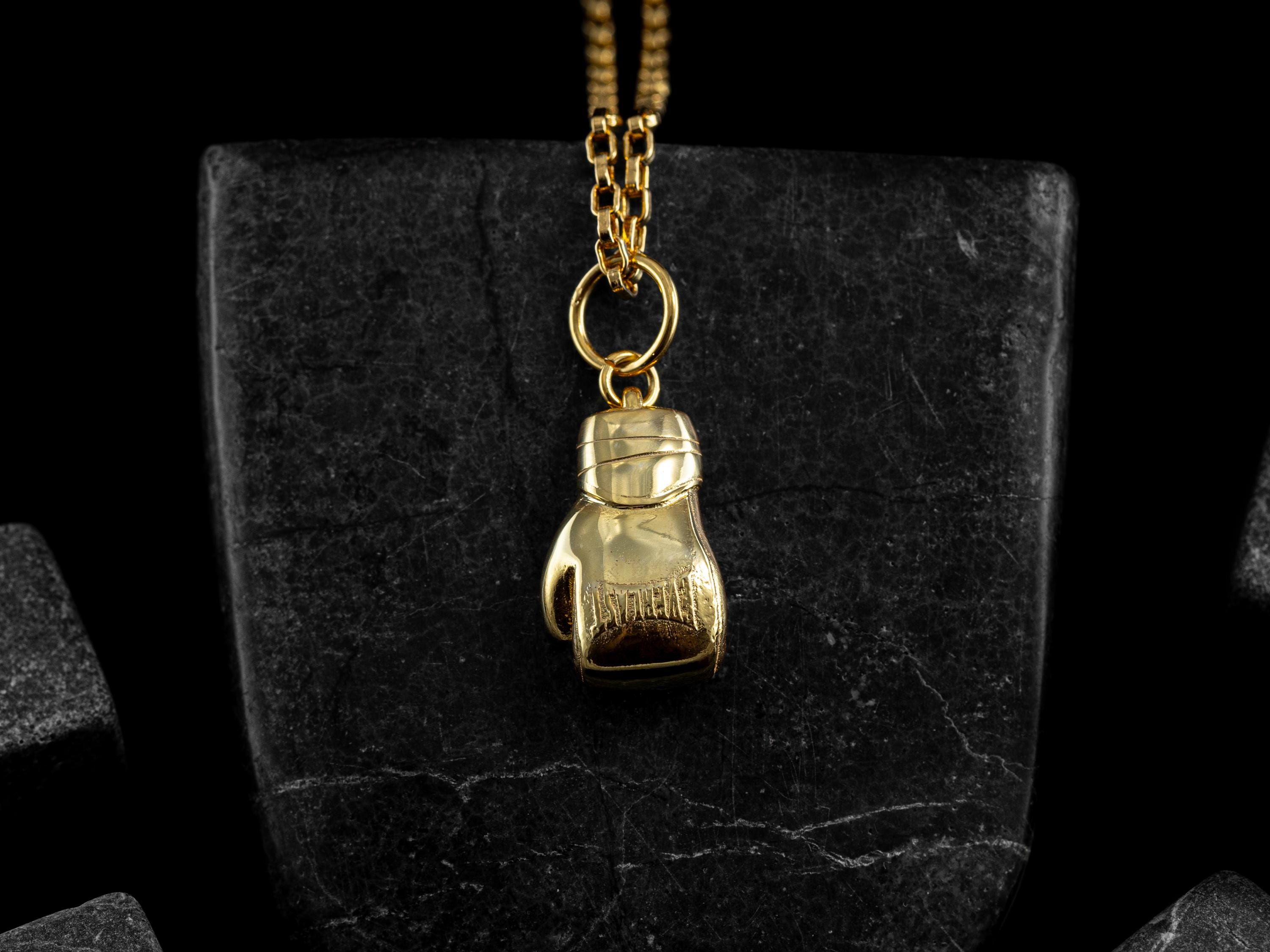 Gold Boxing Gloves Necklace, Artisan Crafted Boxing Pendant, Unique 3D 21K Gold Boxing Jewelry for Sports Enthusiasts, Gift for Bestfriends
