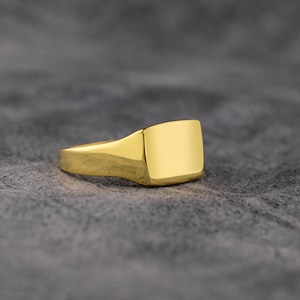 Plain Mens Pinky Signet Ring in Real Gold, 14K Gold Unique Signet Ring For Men, Gold Mens Fashion Ring For Husband