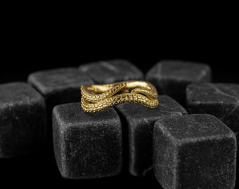 Octopus Tentacle Mens Ring 18K Solid Gold, Squid Ring For Best Friend, Unusual Kraken Ring For Boyfriend, Ocean Ring For Men, Luxury Rings