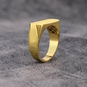 14K Gold Pinky Signet Ring For Men, Cool Mens Engagement Ring in 22K Gold, Fashion Mens Pinky Signet Ring For Husband