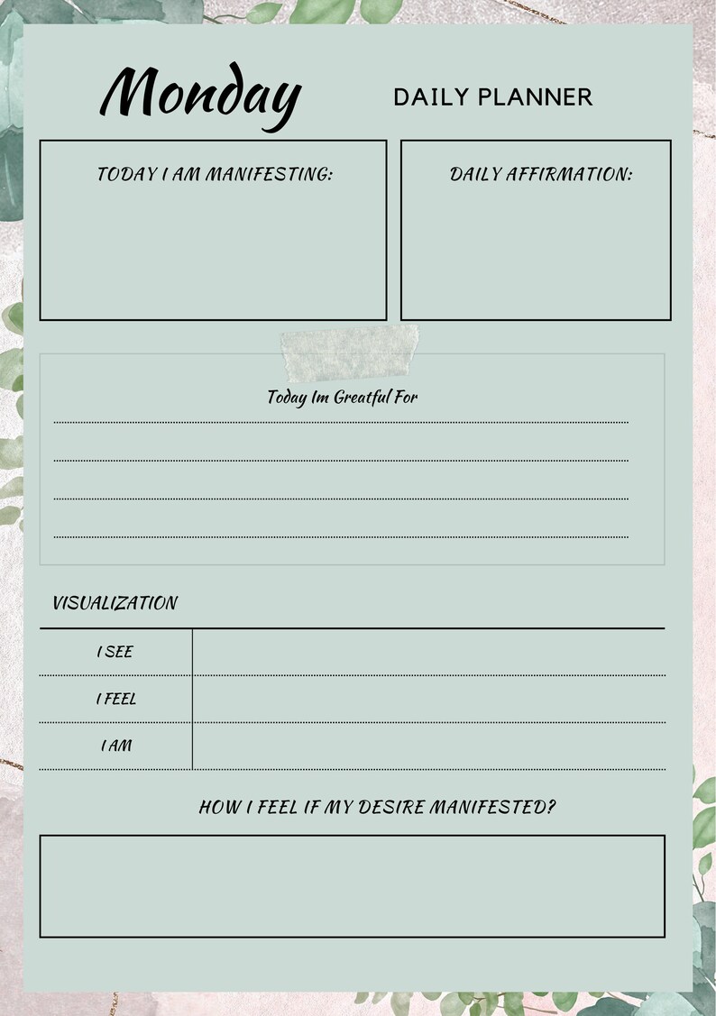 Editable Printable Fillable Daily Planner. Daily Etsy