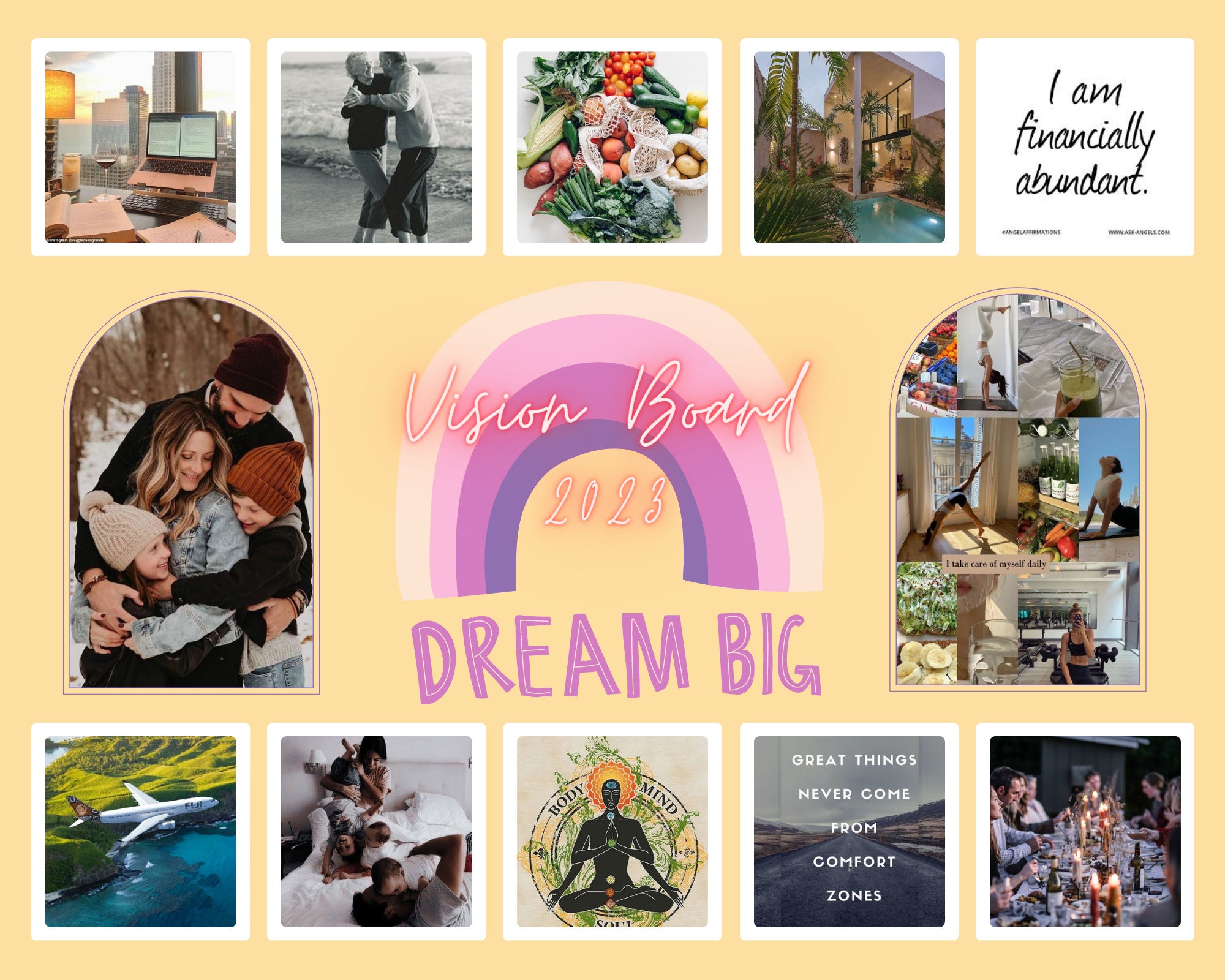 Editable Canva 2023 Vision Board Template Etsy
