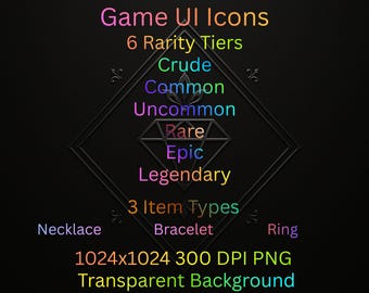 200+ game-UI-pictogrammen: bundel fantasiesieraden | Clipart-game-items | Alle pictogrammen uniek | Commerciële licentie