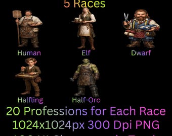 Bundel met 100 game-UI-items - personages - beroep Game-items | Mastertools fantasiegames | | VTT | Kaartontwerp | Commerciële licentie