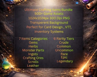 500+ game-items: ultieme crafting-items bundel game-items | Mastertools fantasiegames | Gebruikersinterface | VTT | Kaartontwerp | Commerciële licentie