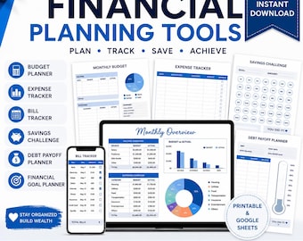 Personal Finance Organizer, Monthly Budget Worksheet, Weekly Spending Log, Bill Payment Tracker, Savings Goals, Instant Download