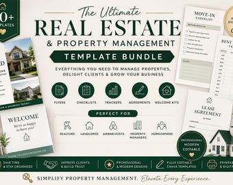 Real Estate Design Bundle Property Management Canva Templates Realtor Marketing Airbnb Host Landlord Forms Digital Download