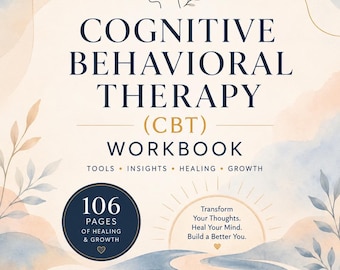 CBT Workbook Template, 106 Page Mental Wellness Journal (Editable PDF)