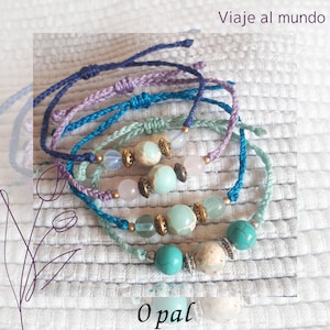 Bracelet en macramé &lt;Type B bicolore&gt; Pierre naturelle  Bijoux Power Stone Hippie Boho Élégant Féminin Day Off Fait sur commande