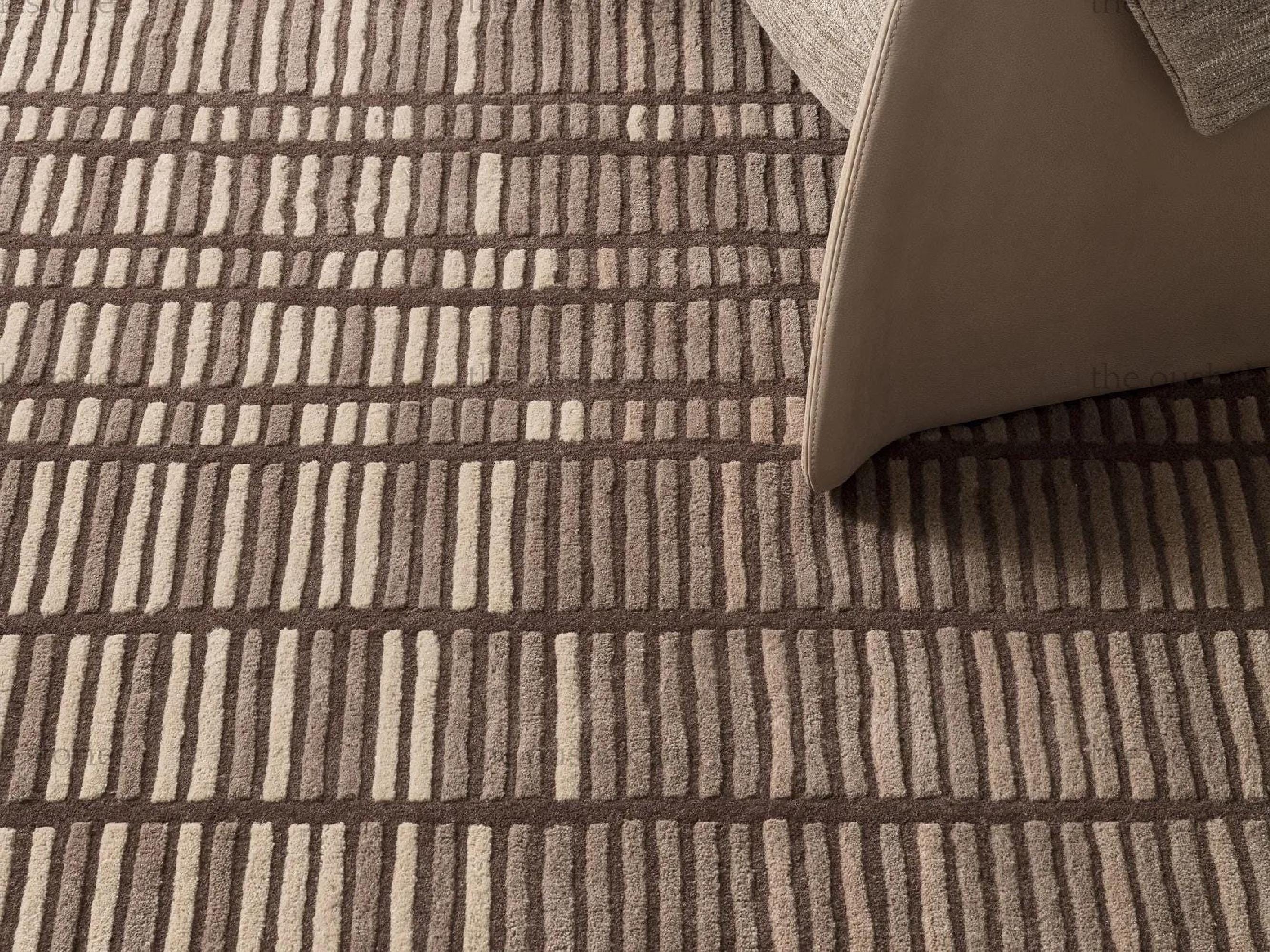 Hand Tufted Wool Area Rug, Modern Carved Stripe Design - Etsy