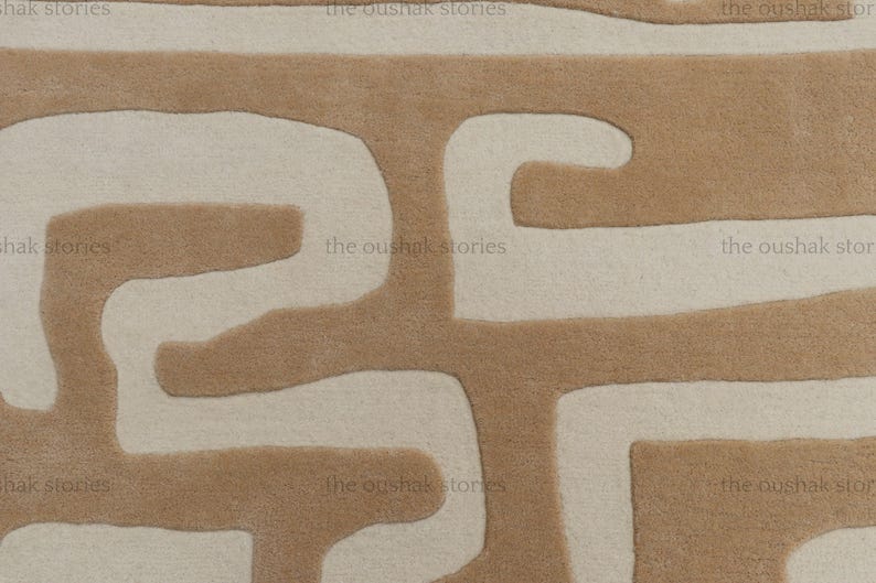 Ivory Maze Rug Hand-tufted New Zealand Wool Rug: Ivory Tan Abstract Maze - Etsy UK