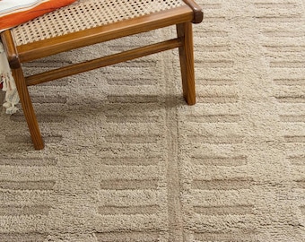 Hand Tufted Wool Rug, Neutral Taupe Textured Carpet, Custom Size