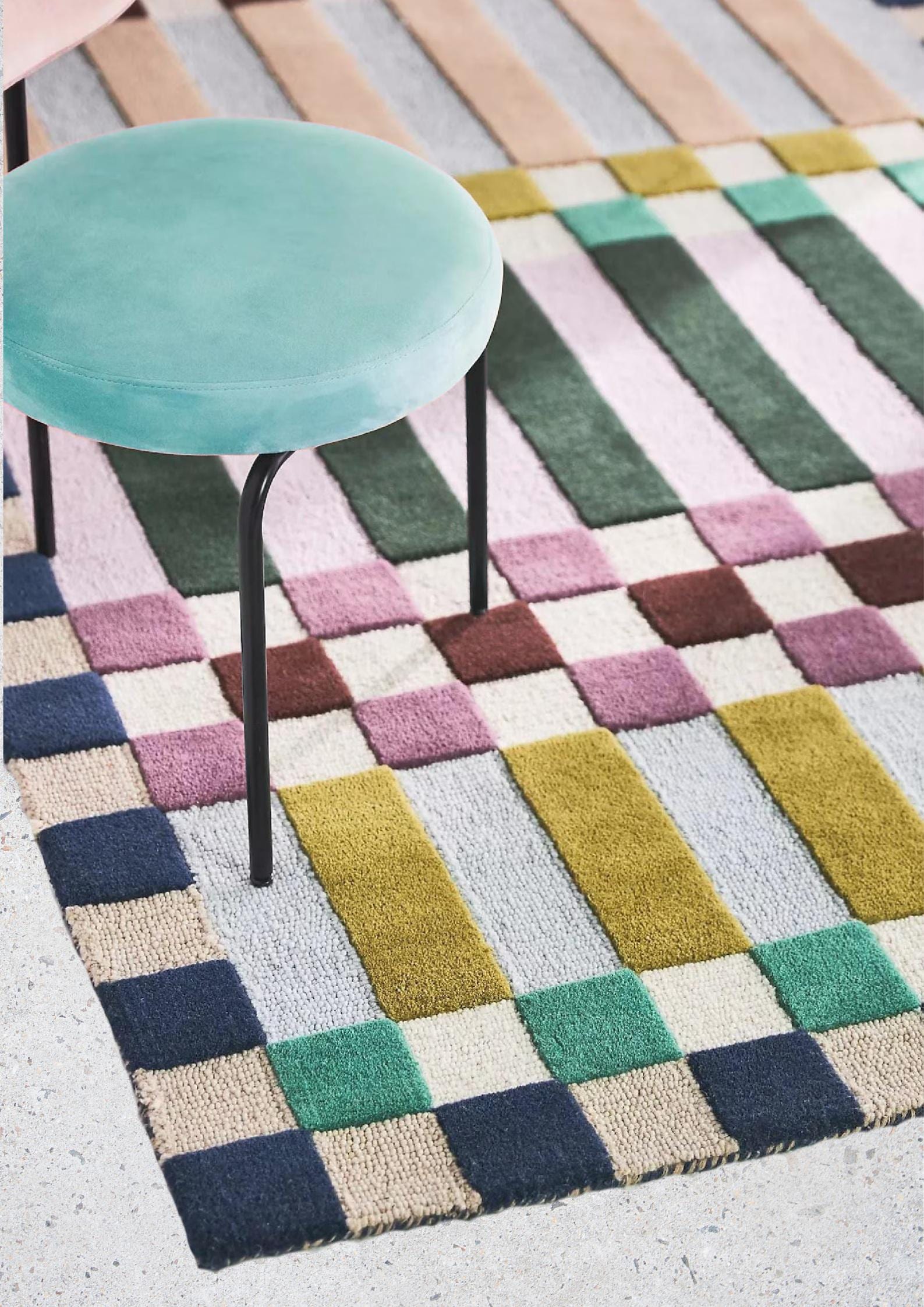 Lengthwise Detailed Rug Style Hand Tufted Wool Rug, Modern Geometric Checkered Stripe Design - Etsy