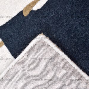 Handtufted Wool Rug Grey, Navy & Ivory Abstract Carpet Scandi Minimalist Living Room Rug New Home and Housewarming Gift