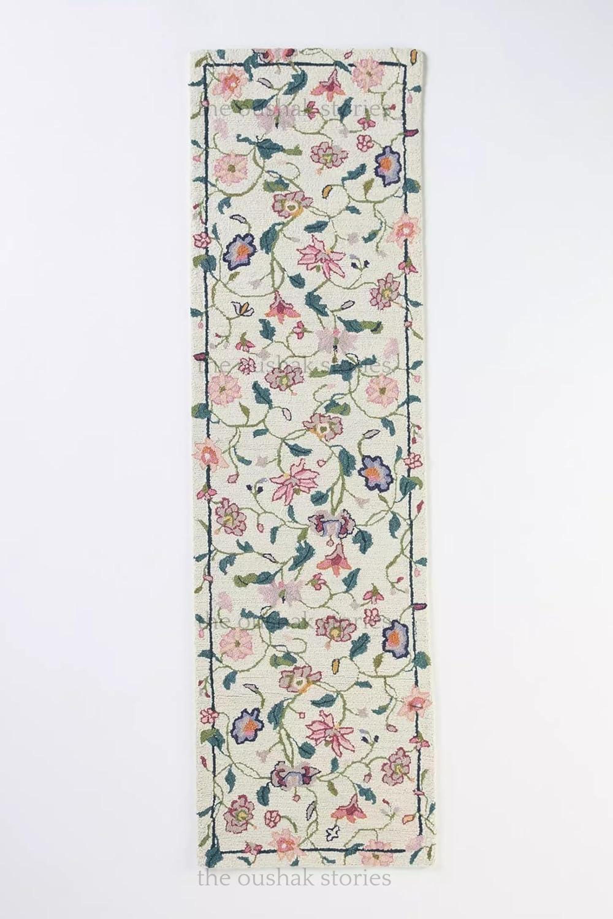 Hand Tufted Wool Area Rug Floral Botanical Design Cottagecore Decor - Etsy