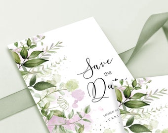 ELEGANT FLOWER GARDEN Save The Date Template, Save The Date Cards, Editable Save The Date Invitation, Instant Download