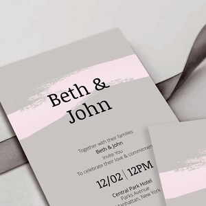 SIMPLE BRUSH Save The Date Template, Save The Date Cards, Editable Save The Date Invitation, Instant Download