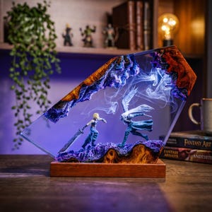Cloud Blade vs Sephiron Blade, video game, Gift for gamer, Gift for kids, table lamp, Custom FFVII Lamp, Gaming Resin Lamp, Unique Gift