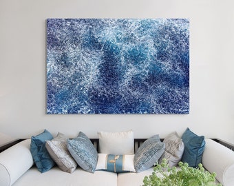 Blue and White Abstract Wall Art, Canvas Print