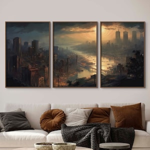 Set of Three Canvas Prints, City Wall Art