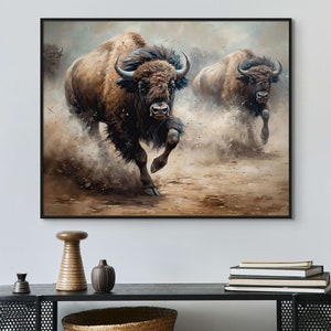 Stampede Bison Canvas Art Buffalo Print, Wall Art