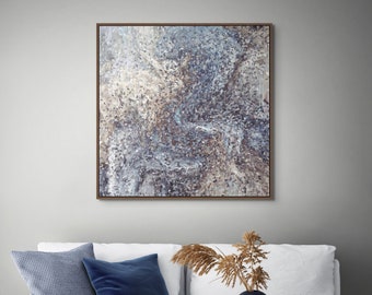 Blue and Beige Abstract Wall Art, Canvas Print