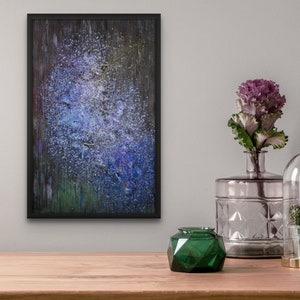Arte de pared de flores azules, abstracto azul y negro Lienzo