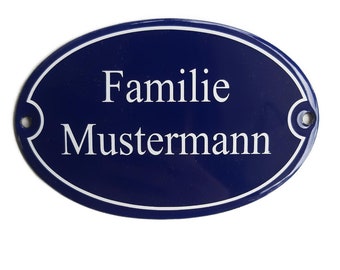 Door sign with family name - format 120 x 80 mm oval - enamel - ceramic - weatherproof - door sign. J. Pfaffzeller