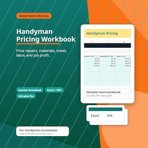 Handyman Pricing Calculator Spreadsheet, Service Business Workbook