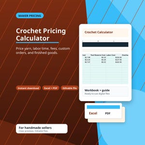Crochet Pricing Calculator Spreadsheet, Yarn Inventory Excel, Amigurumi Business Workbook