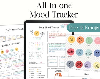 Mood Tracker Printable: A4 Planner with 12 Emojis (PDF Download)