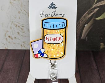 Pharmacy, pharmacist, pharmacy tech nurse shaker medical worker badge reel for healthcare workers, healthcare accessories id badge holde