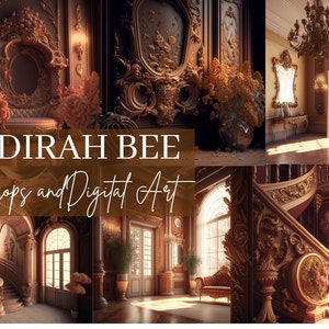 Brown room digital backdrop whimsical and elegant