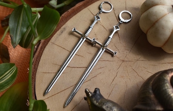 Sword Earring, Punk, Gothic, Queer Style, Goth, Silver Plated, Stainless Steel