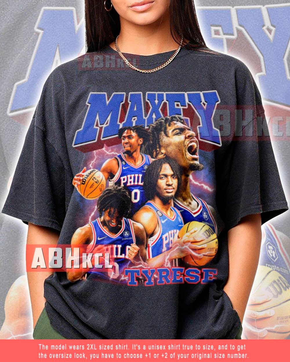 TYRESE MAXEY PHILADELPHIA 76ERS CARICATURE FUNNY UNISEX T-SHIRT GIFT FAN  S-3XL