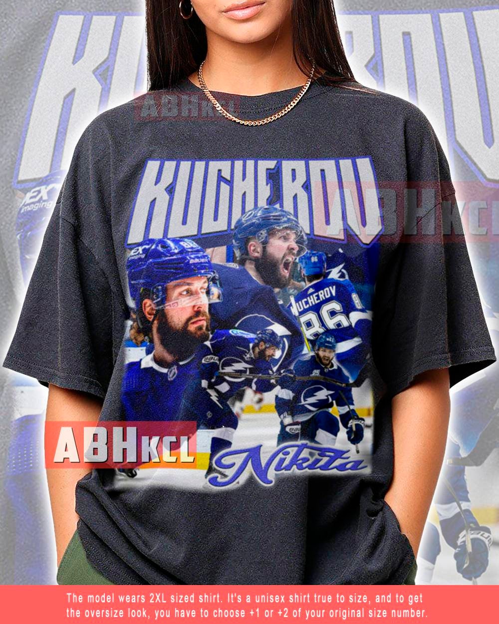 Nikita Kucherov Tampa Bay Hockey 18m Over The Cap T Shirt 100% Pure Cotton  Nikita Kucherov Tampa Bay Hockey 18m Over The Cap