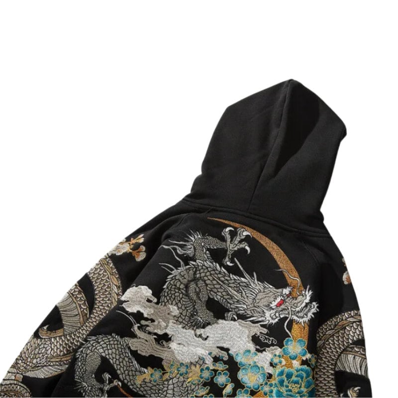 Japanese Dragon Hoodie Dragon Print Hoodie Embroidery Hoodie Y2K Clothing Harajuku Japan