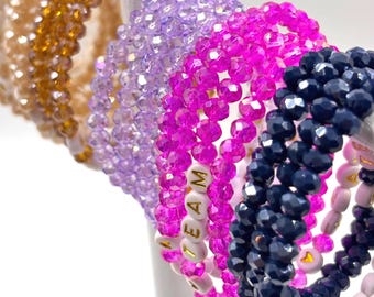 Glamouröse JGA-Armbänder mit schimmernden Facett-Glasperlen in atemberaubend schönen Farben, auf elastischem Silikonband - handmade