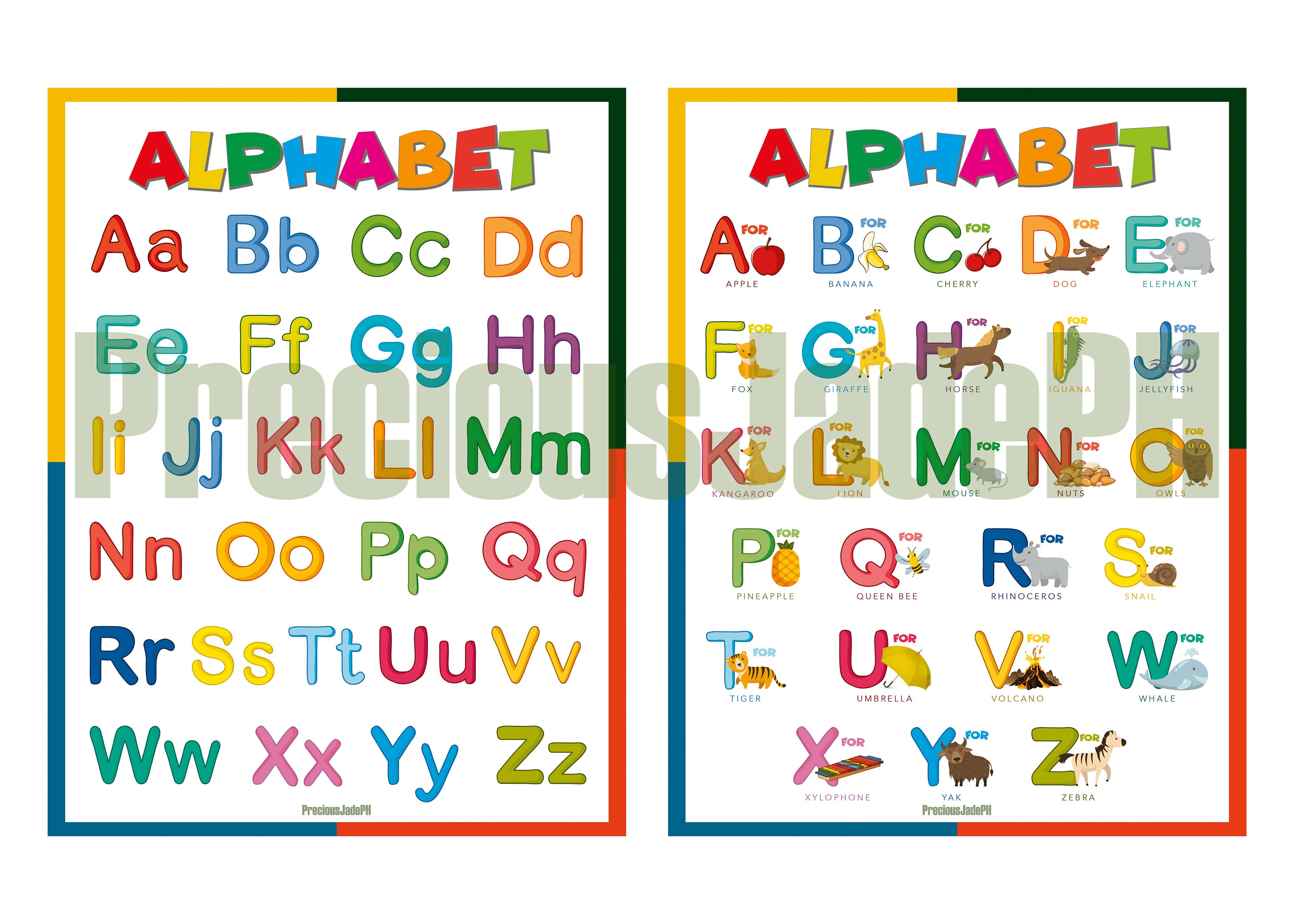 Printable AZ Alphabet Chart Learning Materials for Your Etsy Singapore