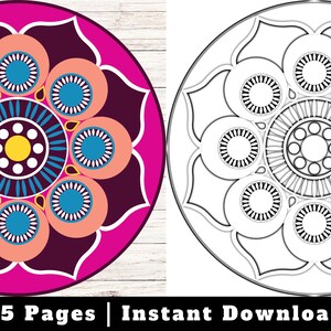 Symmetry Shaped Mandala Coloring Pages, Instant Download Stress Relief Coloring Book For Adults, Geometric Mandala Coloring Book Digital PDF