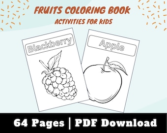 Fruit Coloring Book, 64 Pages, Fun Learning (PDF Pattern)